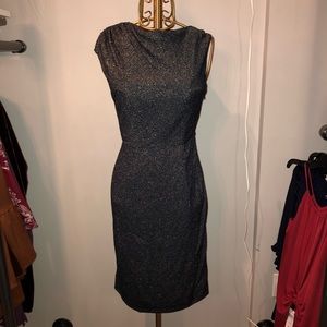 Navy metallic pencil dress